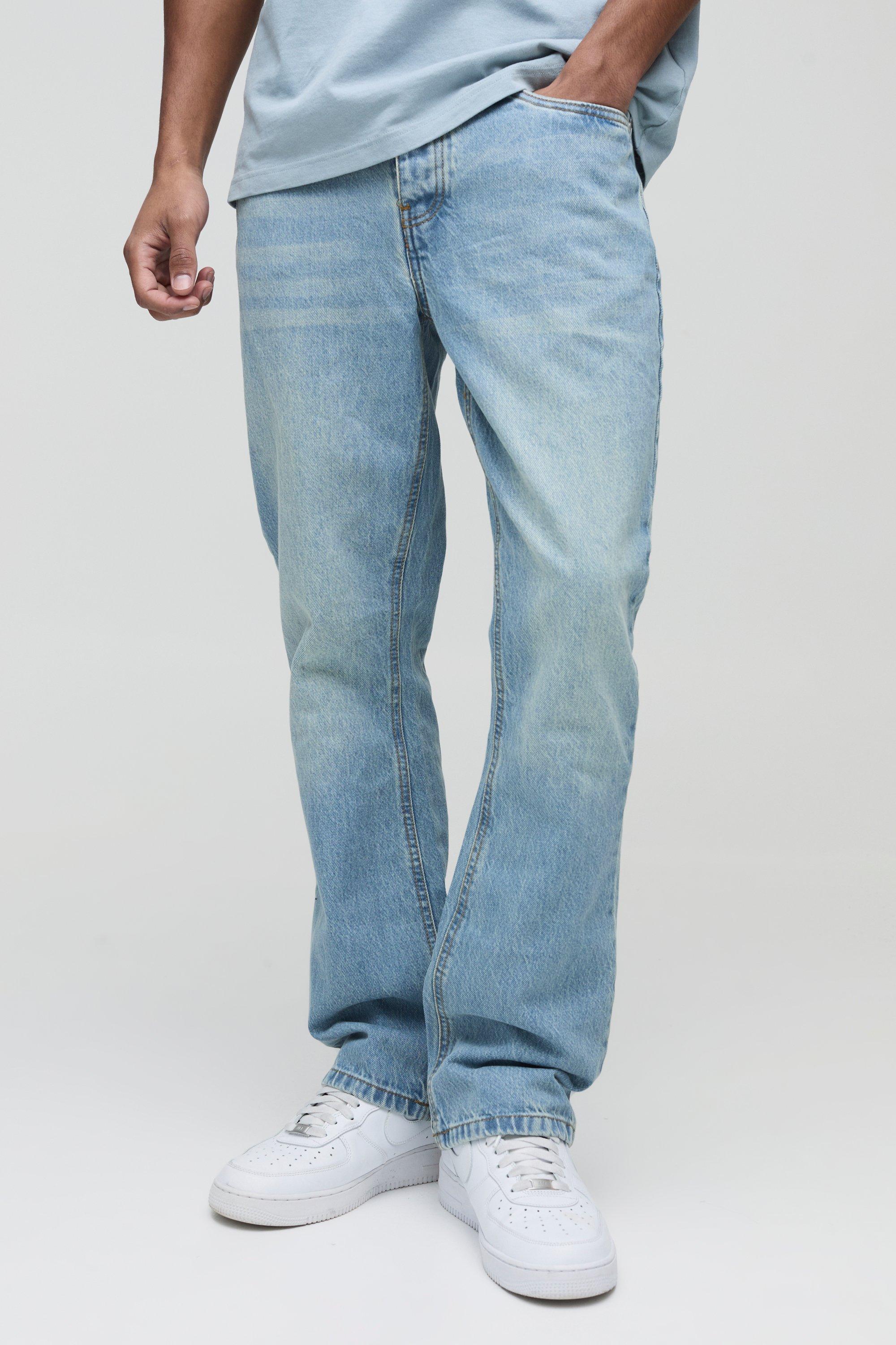 Mens Slim Rigid Flare Jean In Antique Blue, Blue